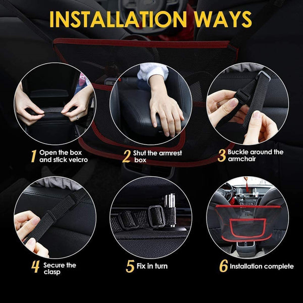 Organizator auto multifunctional cu suport pentru geanta intre scaune