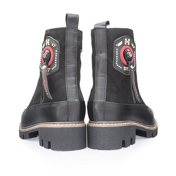 Ghete dama, Caspian, Cas-Perla, casual, piele naturala, negru