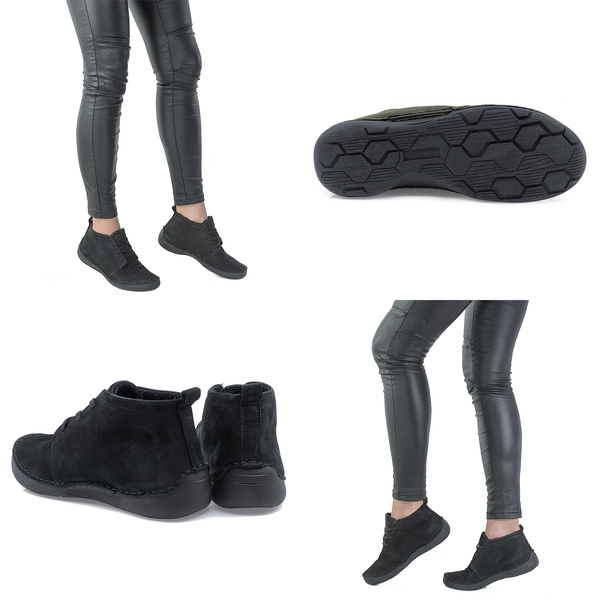 Ghete Dama, Caspian, Cas-66187, Casual, Piele Nabuc, negru