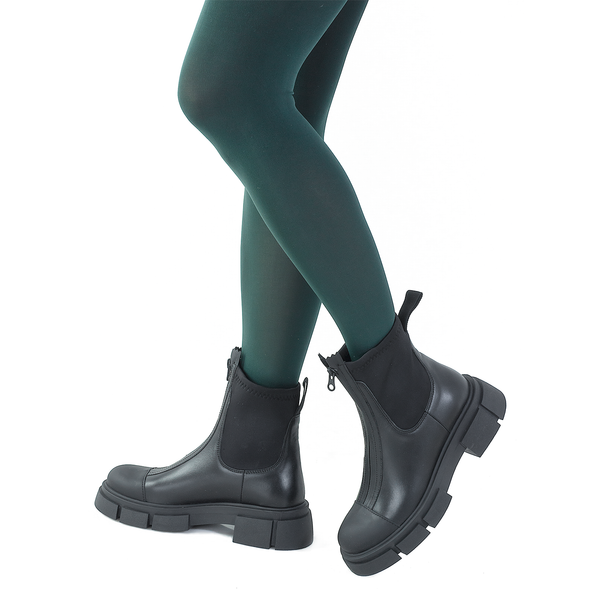 Ghete Dama, Caspian, Cas-Arma, Casual, Piele Naturala, Negru
