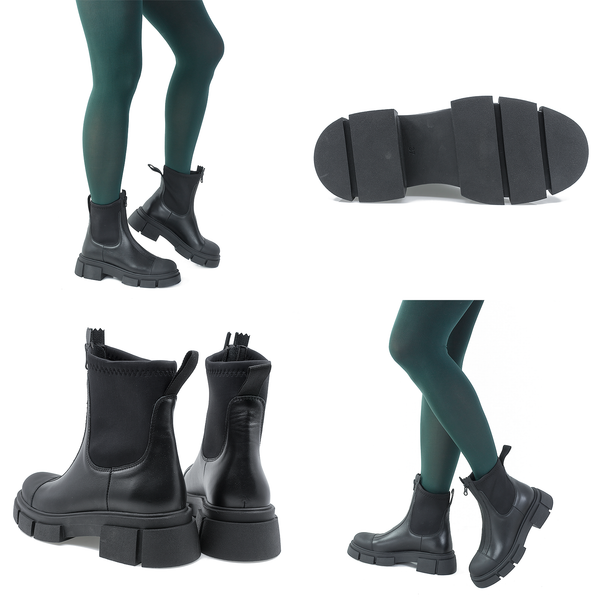 Ghete Dama, Caspian, Cas-Arma, Casual, Piele Naturala, Negru
