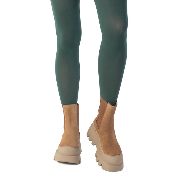 Ghete Dama, Caspian, Cas-Sandra, Casual, Piele Intoarsa, coniac