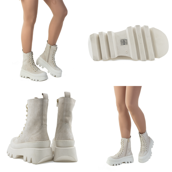 Ghete Dama, Caspian, Cas-Smirna, Casual, Piele Intoarsa, bej