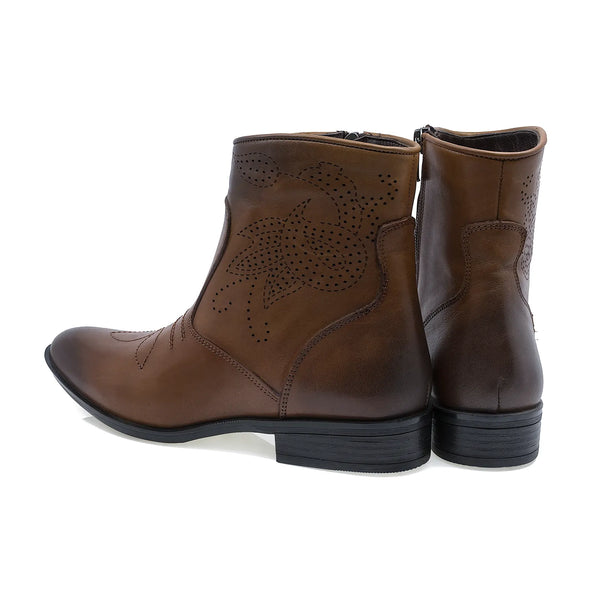 Ghete dama, Z2653(129), casual, Piele naturala, Coniac