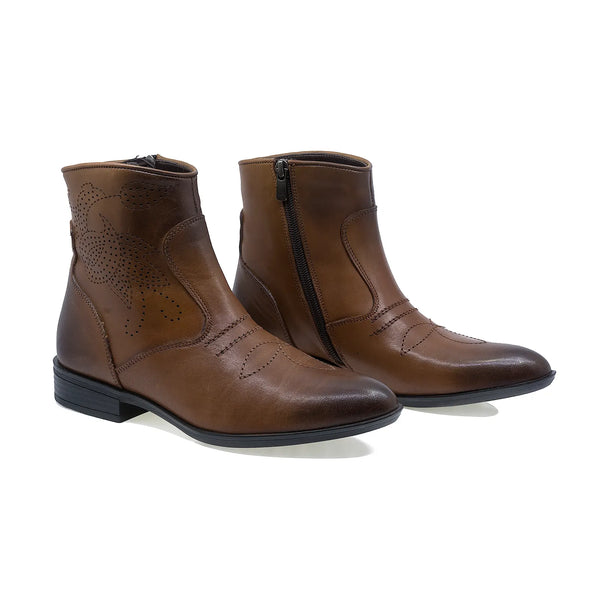 Ghete dama, Z2653(129), casual, Piele naturala, Coniac