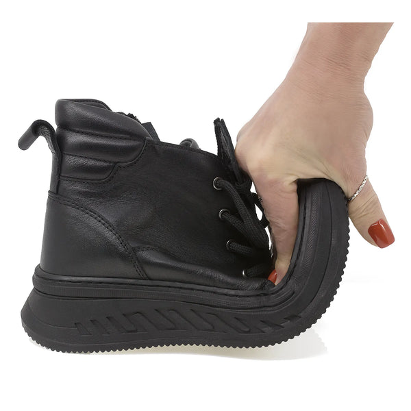 Ghete Dama, Crina, Casual, Piele Naturala, Negru