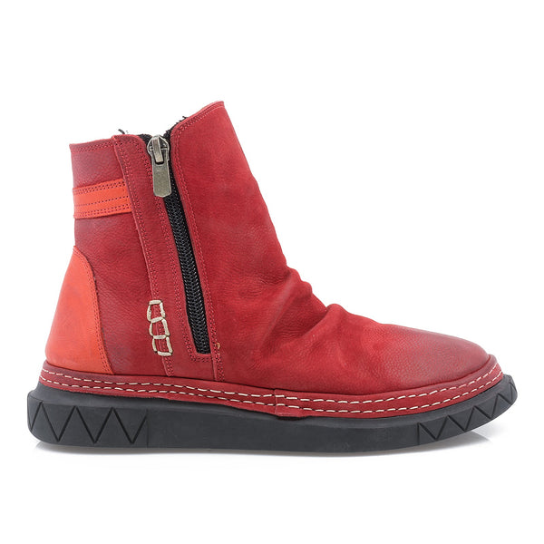 Ghete dama, Caspian, Cas-FE10, casual, piele nabuc, rosu