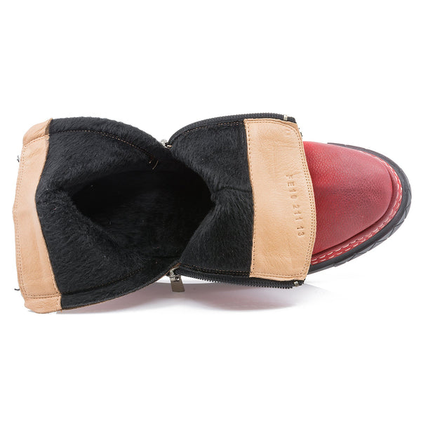 Ghete dama, Caspian, Cas-FE10, casual, piele nabuc, rosu