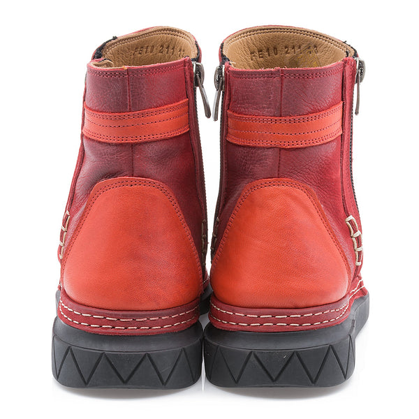 Ghete dama, Caspian, Cas-FE10, casual, piele nabuc, rosu