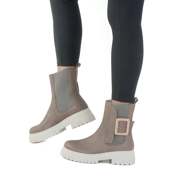 Ghete dama, Caspian, Cas-MF1-01, casual, piele naturala, grej