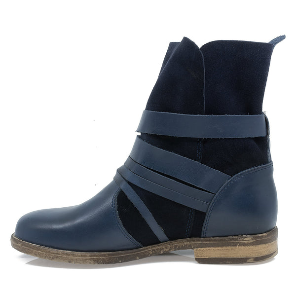 Ghete dama, Caspian-Cas-Madi, Piele naturala, Bleumarin