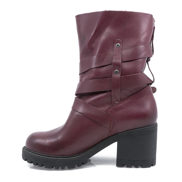 Ghete dama, Caspian, Cas-Natasha, casual, piele naturala, bordo