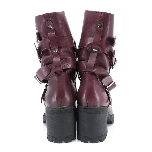 Ghete dama, Caspian, Cas-Natasha, casual, piele naturala, bordo