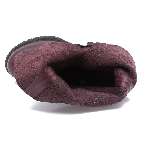 Ghete dama, Caspian, Cas-Natasha, casual, piele naturala, bordo