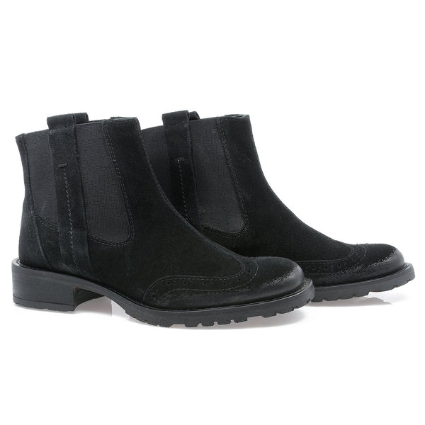 Ghete dama, Caspian, Cas-Nimfa, casual, piele naturala, Negru