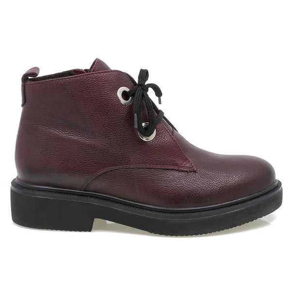 Ghete Dama, Sofia, Casual, Piele Naturala, Bordo