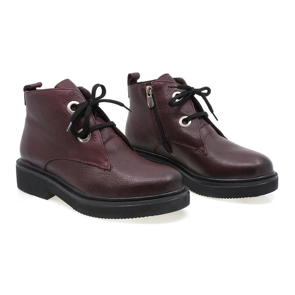 Ghete Dama, Sofia, Casual, Piele Naturala, Bordo