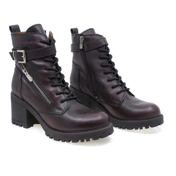 Ghete Dama, Tania, Casual, Piele Naturala, Bordo