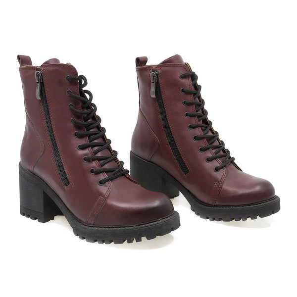 Ghete Dama, Verona, Casual, Piele Naturala, Bordo
