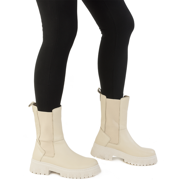 Ghete dama, Caspian, Cas-MF-02, casual, piele naturala, bej