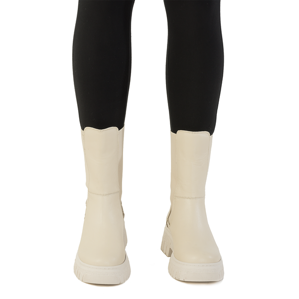 Ghete dama, Caspian, Cas-MF-02, casual, piele naturala, bej