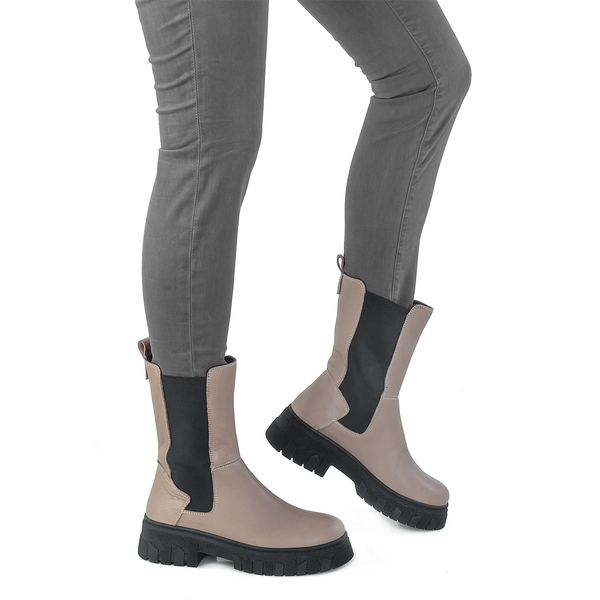 Ghete dama, Caspian, Cas-MF-02, casual, piele naturala, grej