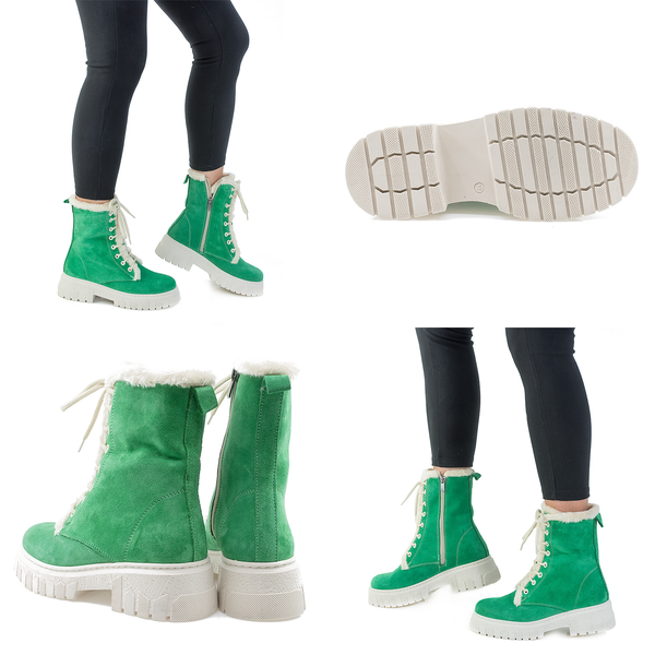 Ghete dama, Caspian, Cas-MF-07, casual, piele intoarsa, verde