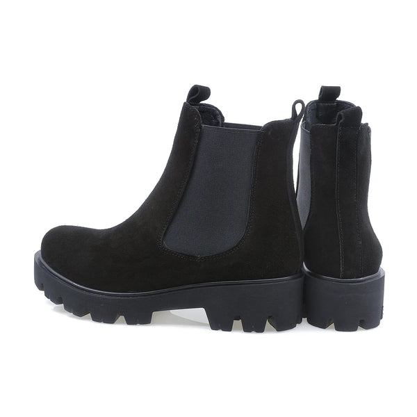 Ghete Dama, Evelin/1, Casual, Piele Intoarsa, Negru