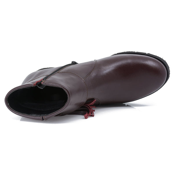 Ghete dama, MIU-6000/1, casual, piele naturala, bordo