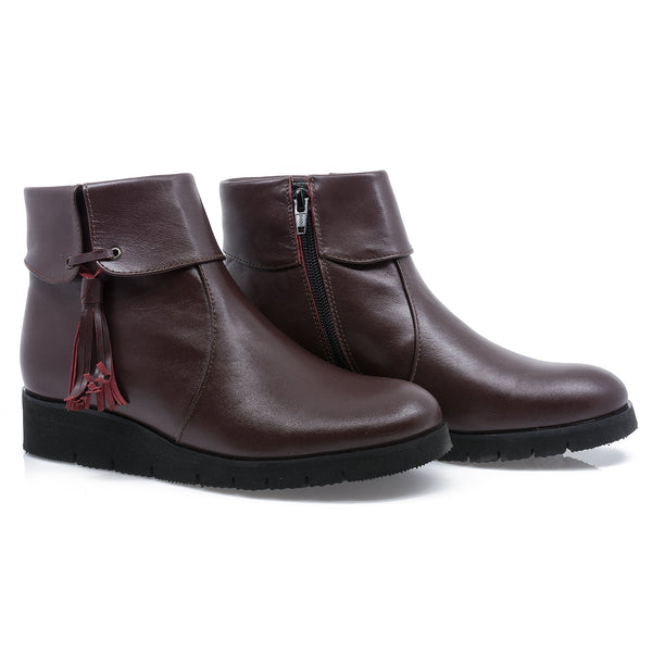 Ghete dama, MIU-6000/1, casual, piele naturala, bordo