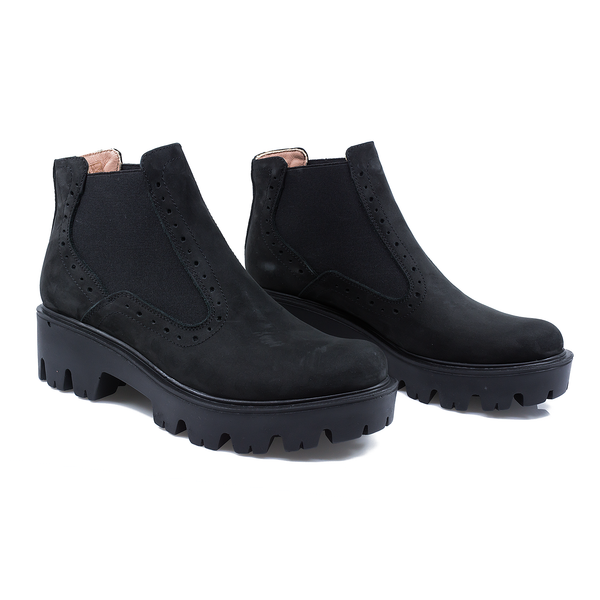 Ghete Dama, Romana, Rom-Puebla, Casual, Piele Nabuc, Negru