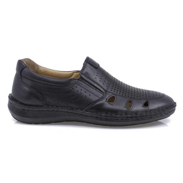 Pantofi barbati, Goretti, B36-9990-107, casual, piele naturala, negru