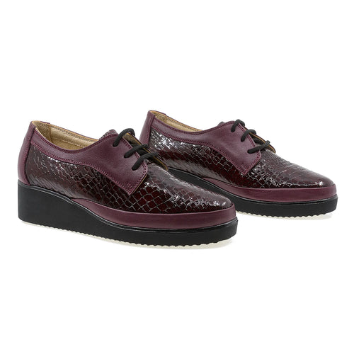 Pantofi dama, Caspian, Cas-124, casual, piele naturala lacuita, bordo