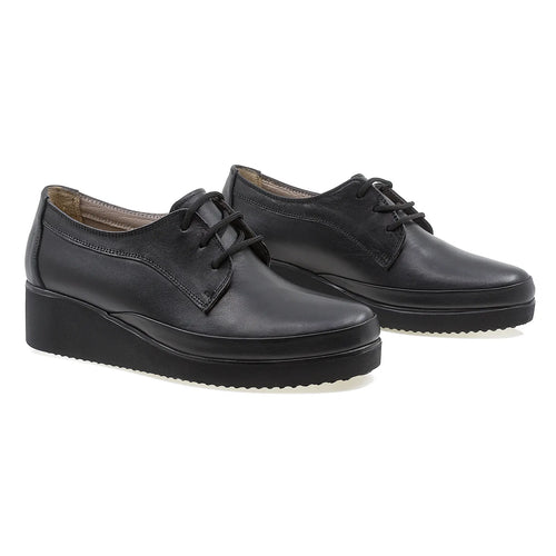 Pantofi dama, Caspian, Cas-124, Casual, Piele naturala, Negru