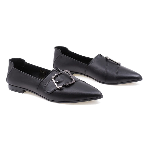 Pantofi dama,  25233-0985, Casual, Piele naturala, Negru