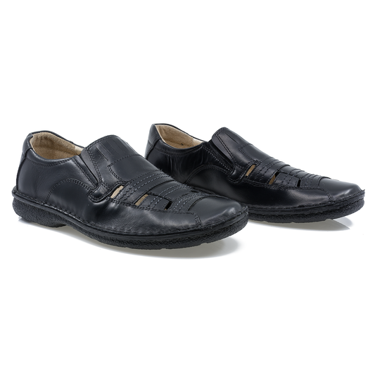 Pantofi Barbati, Gitanos-224, Casual, Piele Naturala, Negru