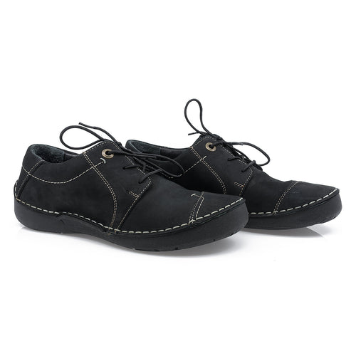 Pantofi dama, Caspian, Cas-44173, casual, piele naturala nabuc, negru