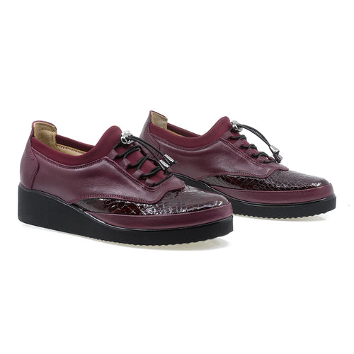 Pantofi dama, 84-5826, Casual, Piele lacuita, Bordo