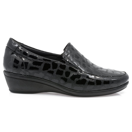 Pantofi dama, Caspian, CAS-189, casual, piele naturala lacuita, negru