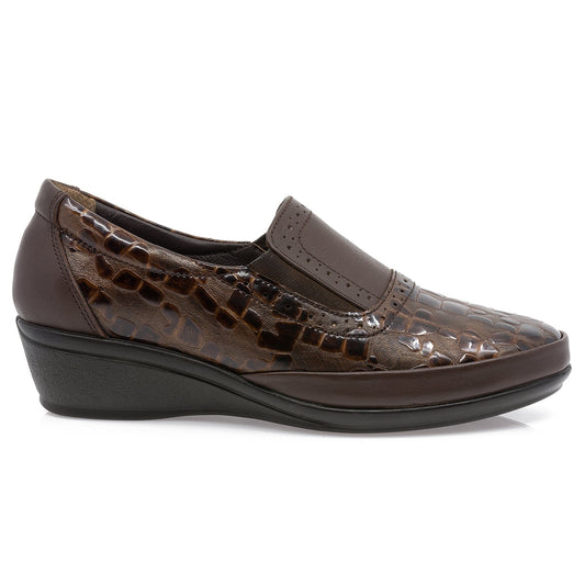 Pantofi dama, Caspian, CAS-190, casual, piele naturala lacuita, maro