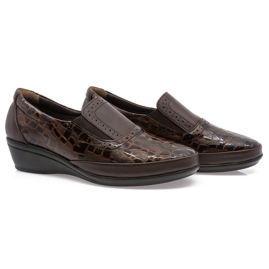 Pantofi dama, Caspian, CAS-190, casual, piele naturala lacuita, maro