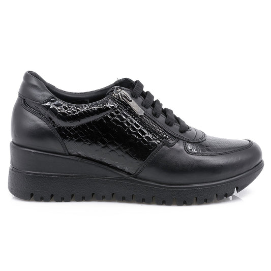 Pantofi dama, Caspian, CAS-3802, casual, piele lacuita, negru
