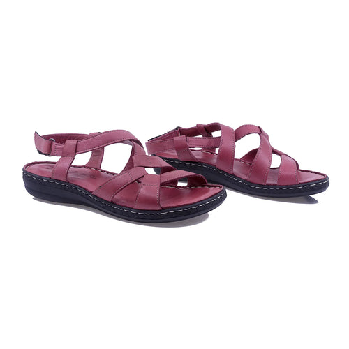 Sandale Dama, Model 459, Casual, Piele Naturala, Bordo