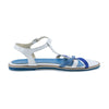 Sandale Dama, Perla, Casual, Piele Naturala, Alb/albastru